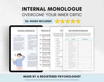 Inner Critic Therapy Worksheets with Self-Compassion & Negative Self-Talk (PDF Digital Download)