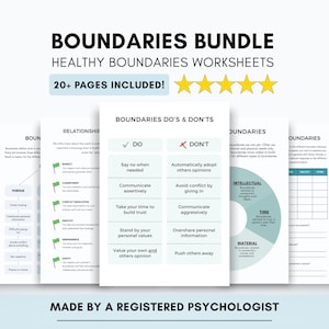 Boundaries Worksheet Bundle for Healthy Boundary Setting in Couples Therapy (PDF Digital Download)
