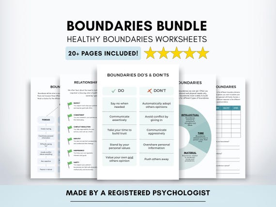 Boundaries Worksheet Bundle for Healthy Boundary Setting in Couples Therapy (PDF Digital Download)