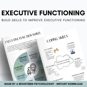 Executive Functioning Worksheets for Adults & Teens, Executive Dysfunction Therapy Handouts, ADHD Late Diagnosis, Executive Function Skills