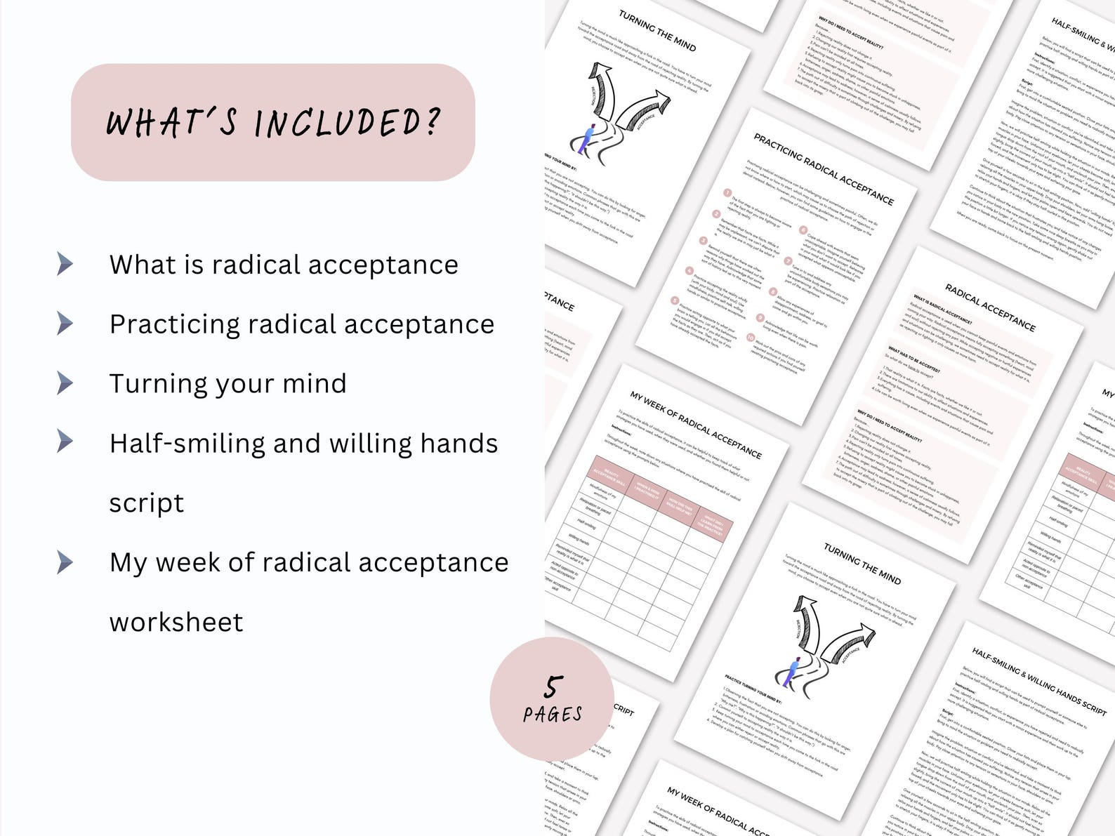 DBT Radical Acceptance Education Handouts With Willing Hands Script ...