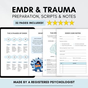 EMDR Trauma Therapy Worksheets: Psychologist Client Resources (PDF Digital Download)