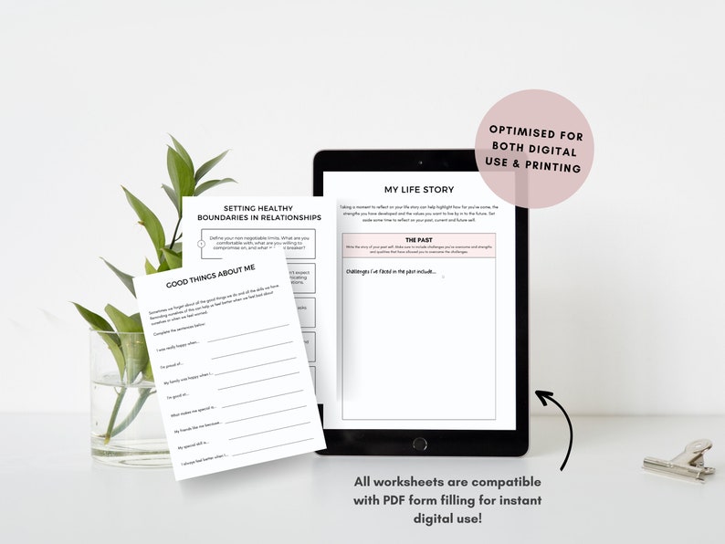 Self-Esteem Worksheets: Confidence Building Workbook (Digital Download)