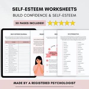 Self-Esteem Worksheets: Confidence Building Workbook (Digital Download)
