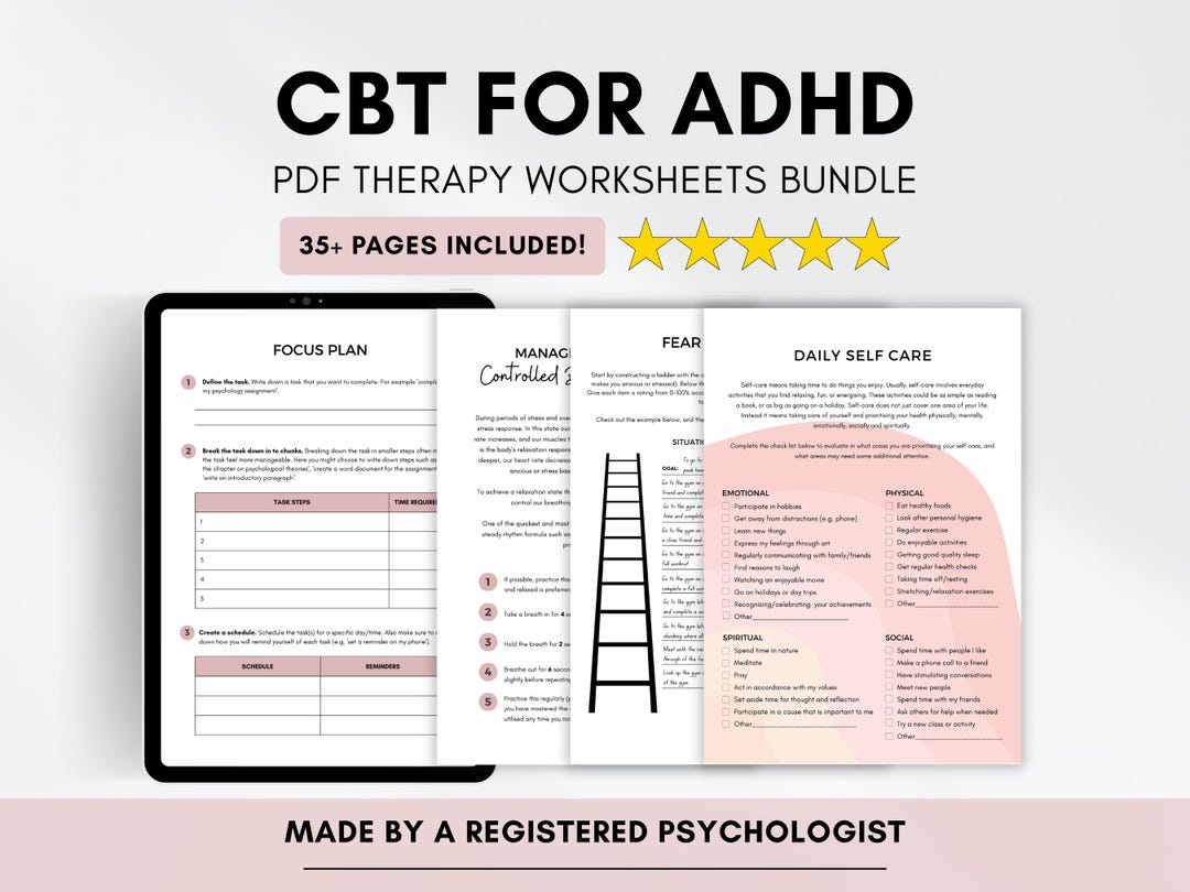 CBT for ADHD Worksheets: Executive Functioning, Teens & Adults ...