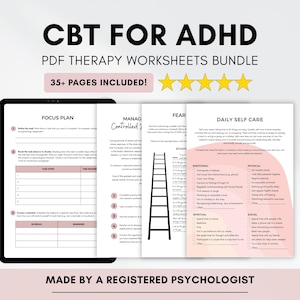 CBT for ADHD Worksheets: Executive Functioning, Teens & Adults (Printable/Fillable)