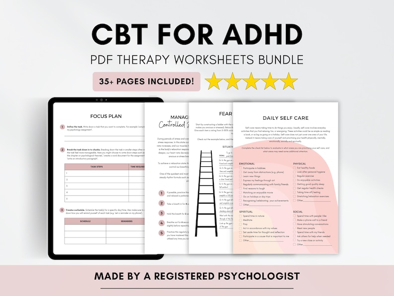 CBT for ADHD Worksheets: Executive Functioning, Teens & Adults ...