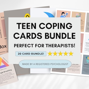 Anxiety Coping Skills Cards for Teens & Adults with Breathing and Mindfulness (PDF Digital Download)