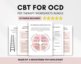 CBT for OCD Worksheets Bundle, Therapy Tools for Treating Obsessive Compulsive Disorder (Printable/Fillable)
