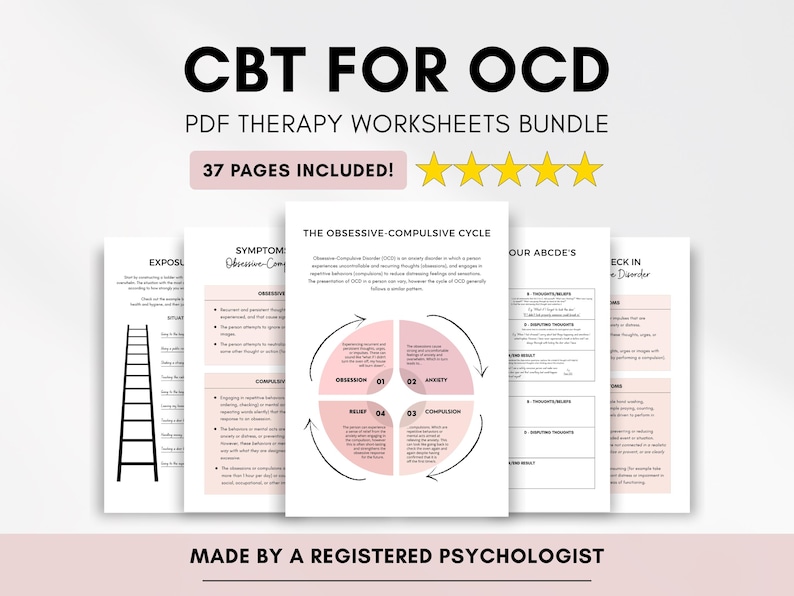 CBT for OCD Therapy Worksheets Bundle