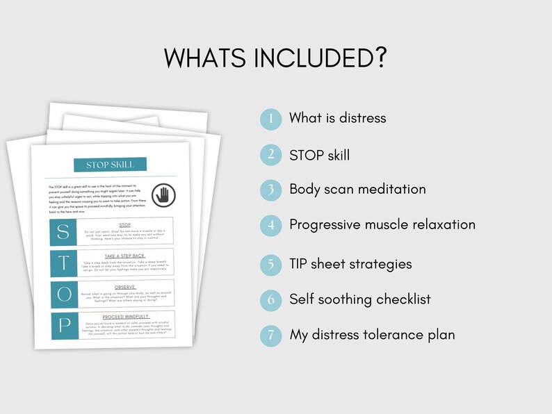 DBT Distress Tolerance Worksheets Bundle for Mental Health (PDF Digital ...