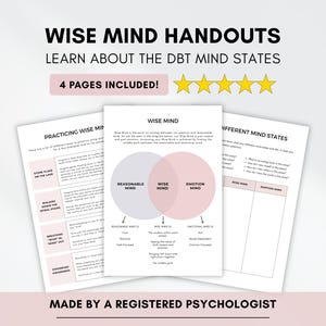 DBT Wise Mind Educational Handouts: Therapist Counselling Tools (PDF Digital Download)