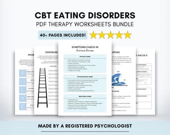 CBT for Eating Disorders Worksheets: Therapy Handouts (Printable & Fillable)