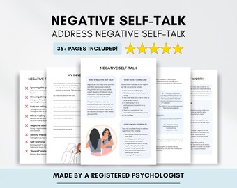 Negative Self-Talk Therapy Worksheets: Inner Critic Exercises (PDF Digital Download)