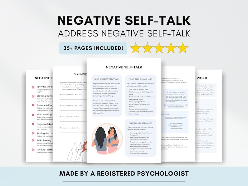 Inner Critic Negative Self Talk Healing Therapy Worksheets
