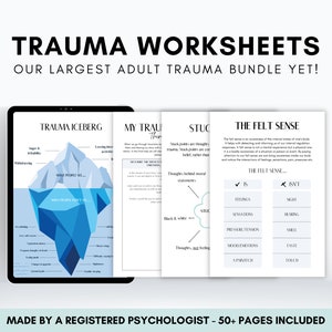 Adult Trauma Worksheets Mega Bundle, PTSD Workbook Therapist Resource, CBT Therapy for Adults, Cognitive Processing & Somatic Experiencing