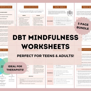 DBT Worksheets Bundle | DBT Skills for Teens | DBT Workbook Mental Health Worksheet | Mindfulness Bundle Digital Download