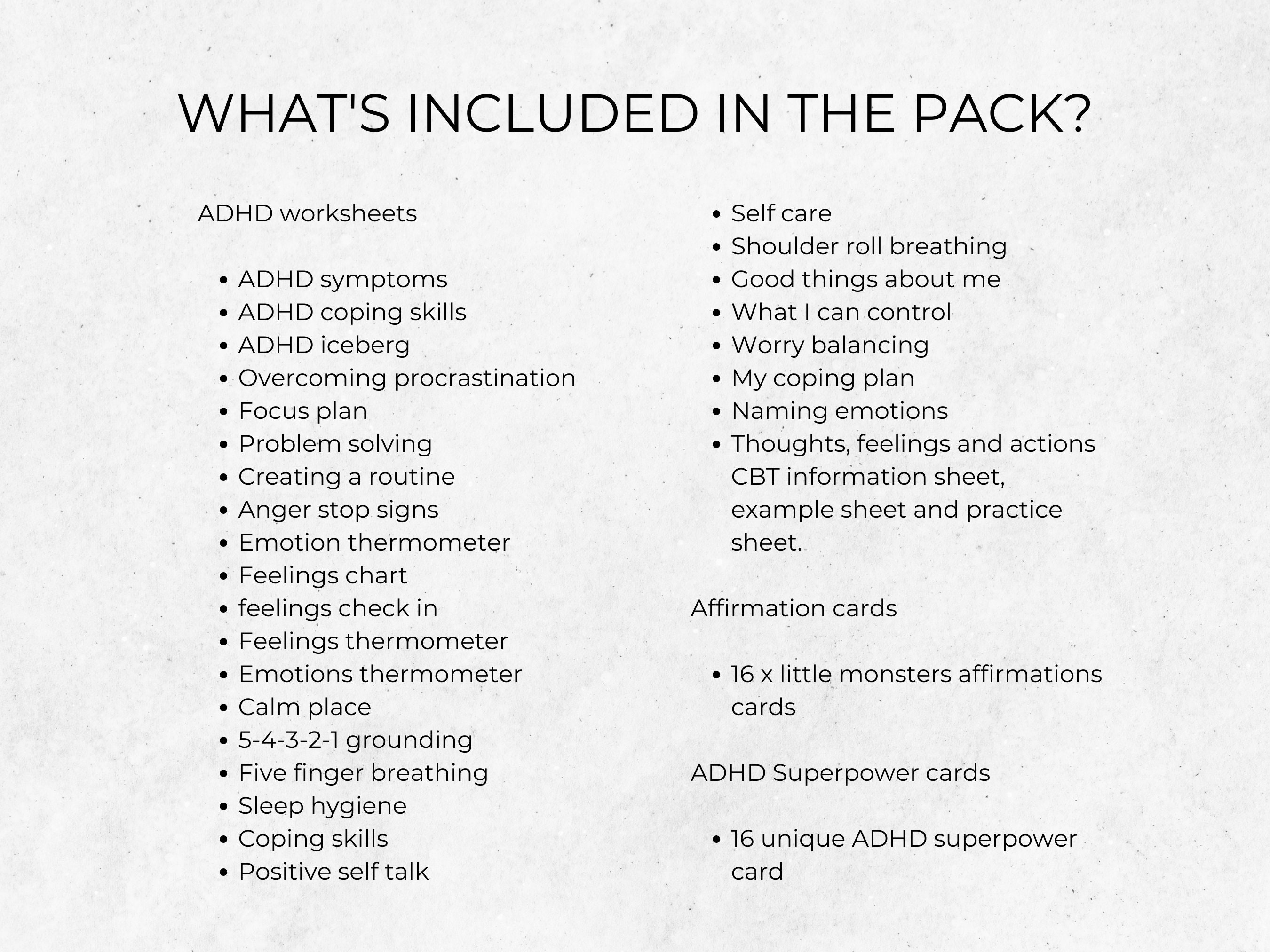 ADHD Coping Skills Worksheets With CBT Exercises for Kids & Teens (PDF ...