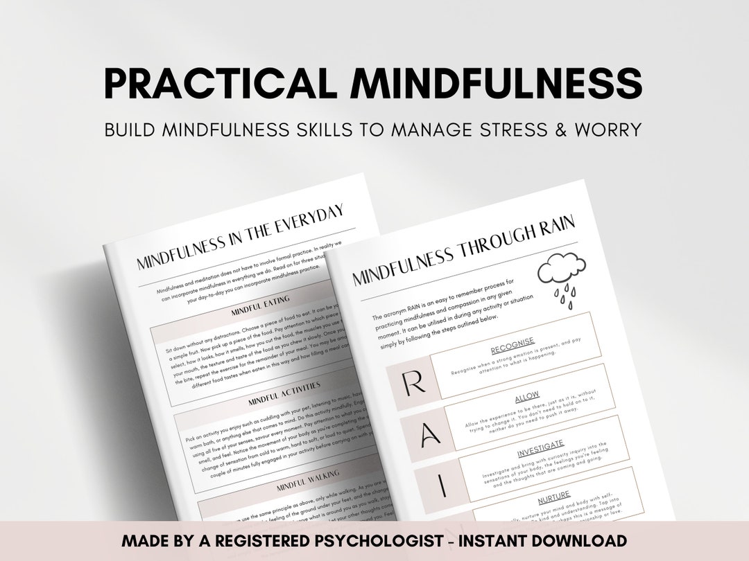 Practical Mindfulness Worksheets for Adults & Teens, Therapy Handouts ...