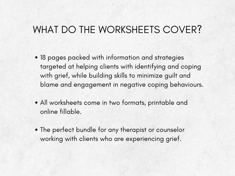 Grief Therapy Worksheets for Adults & Teens With Coping Skills Journal ...