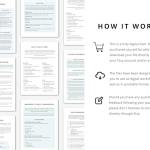 Self Compassion Worksheet Bundle to Learn Self-Compassion and Positive Self Talk