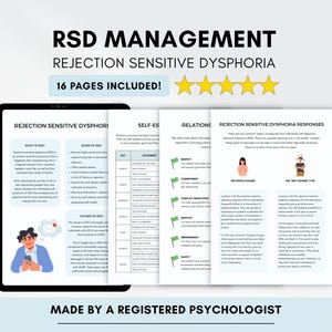 RSD Worksheets: Rejection Sensitivity, People Pleasing, Coping Skills (PDF Digital Download)