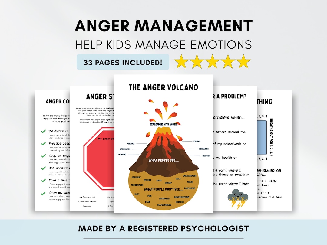 Anger Management Worksheets for Kids: Emotional Regulation (printable ...