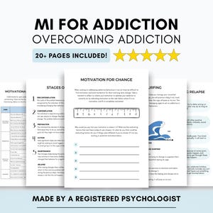 Hojas de trabajo para la recuperación de adicciones: Paquete de entrevistas motivacionales (imprimibles y rellenables)