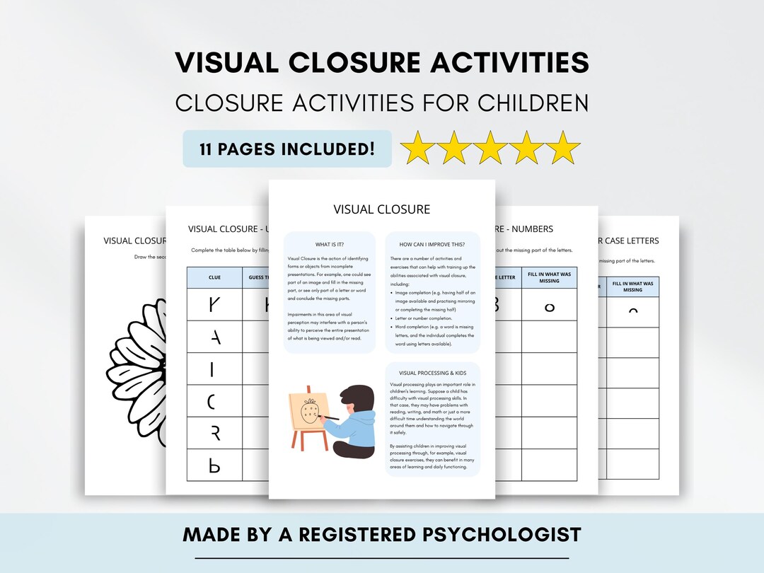 Visual Processing Therapy Worksheets With Closure Activities and ...