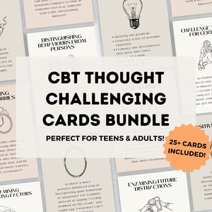 Bundel CBT-gedachte-uitdagende kaarten | CGT-therapiekaarten | CBT-flashkaarten | Cbt-spiekbriefje | Cbt-kaarten voor angstverlichting