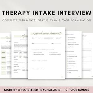 Therapy Intake Questionnaire, Biopsychosocial Assessment, Therapist Resources for New Client, Psychotherapist Documentation Tools