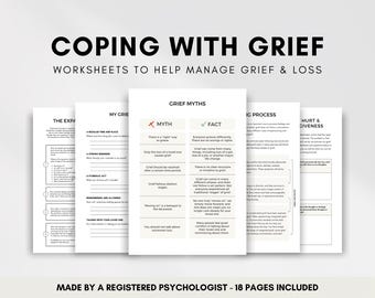 Grief and Loss Worksheets for Managing Grief and Reflecting on Hurt, Emotional Regulation and Holiday Wellbeing Plan Therapist Resource