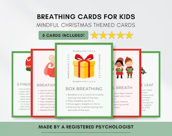 Christmas Breathing Exercise Cards for Kids: Mindful Regulation (PDF Digital Download)