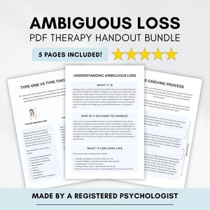 Ambiguous Loss Education Handout: Grief Therapy Worksheets (PDF Digital Download)