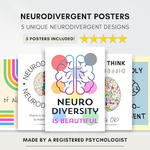 Neurodiversity-posterbundel: ADHD-bewustzijnsafdrukken voor kinderen (digitale pdf-download)