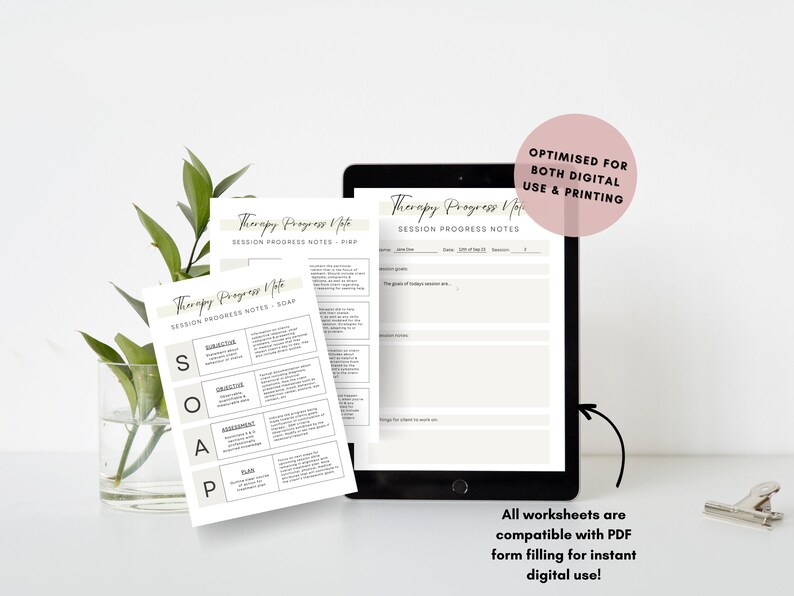 Therapy Progress Note Template: 7-Page Psychotherapy Forms (PDF)
