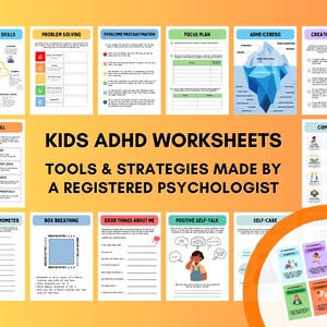ADHD Worksheets Mega Bundle for Kids, Practical Tools for Emotional Regulation (PDF Digital Download)