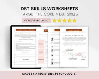 DBT Skills Worksheets with Core Therapy Handouts for Adults and Teens (PDF Digital Download)