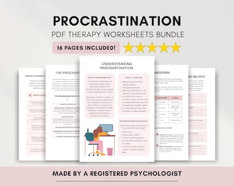 Overcoming Procrastination Worksheets Bundle with Coping Skills for Adults (PDF Digital Download)