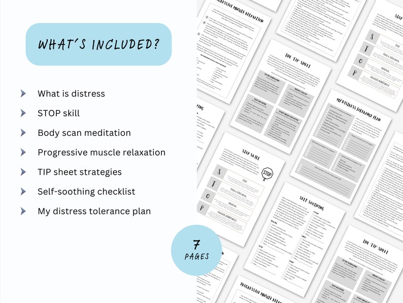 DBT Distress Tolerance Worksheets Bundle for Emotional Regulation (PDF ...