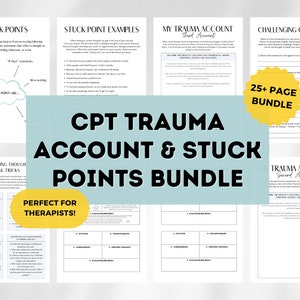 CPT Trauma Therapy Worksheets Bundle | Trauma Healing Bundle | Thought Challenging | Challenging Negative Thoughts | Trauma Interventions
