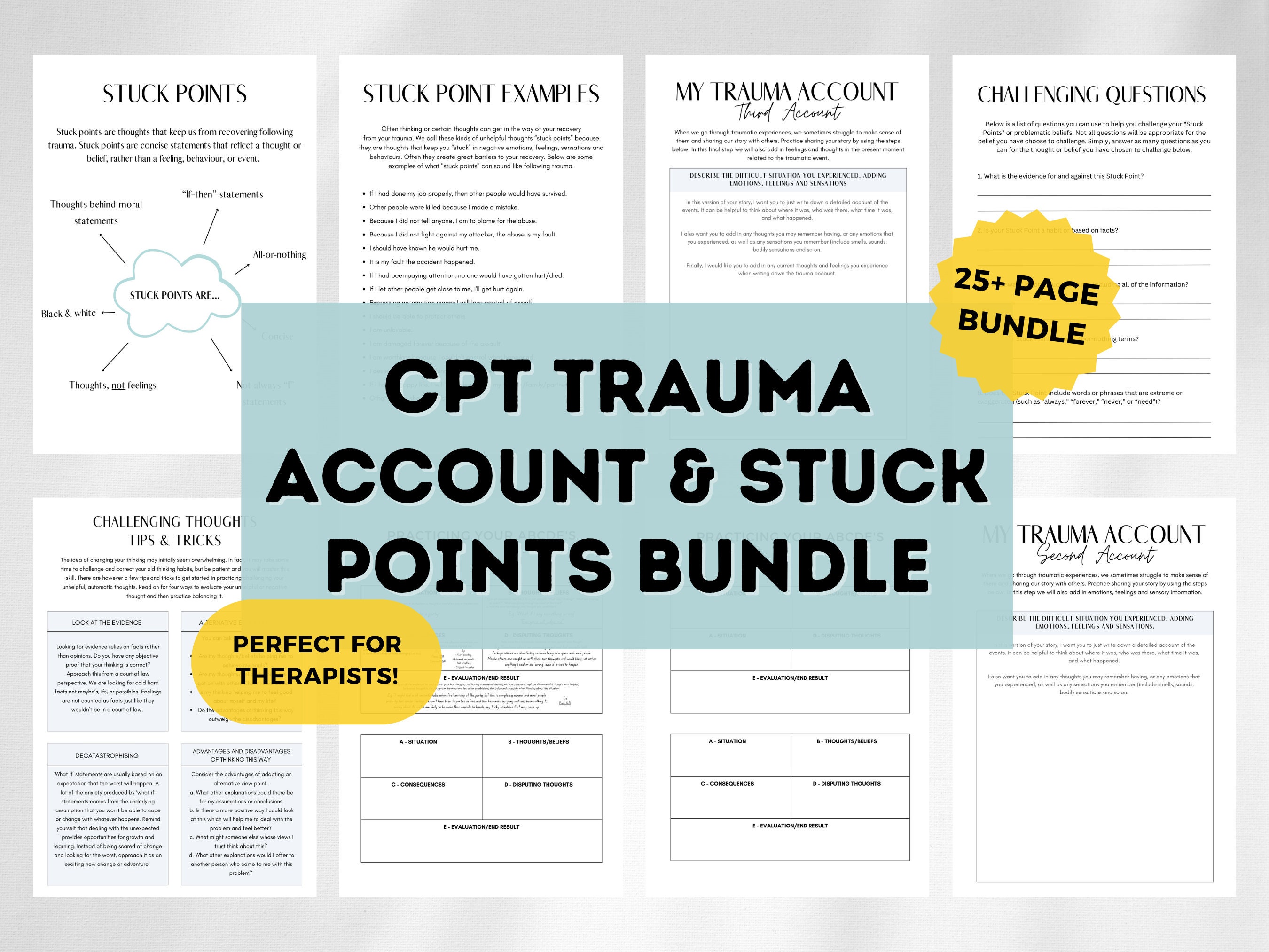 CPT Trauma Therapy Worksheets Bundle Trauma Healing Bundle Thought CPT Trauma Therapy Worksheets Bundle Trauma Healing Bundle Thought