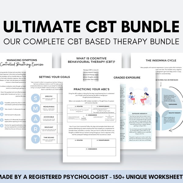 Ultimate CBT Worksheets Mega Bundle for Therapist, Psychologist or Counselor, CBT Therapy, Counselling Resources, CBT Coping Skills Tools