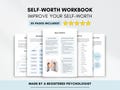 Self-Worth Workbook, Therapy Exercises to Improve Self-Esteem & Confidence (PDF Digital Download) product logo