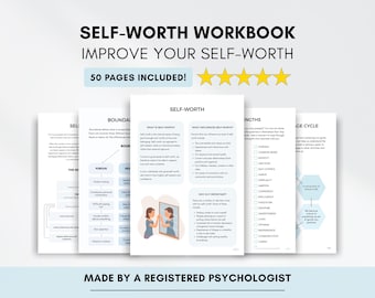 Self-Worth Workbook, Therapieübungen zur Verbesserung des Selbstwertgefühls & Selbstvertrauens (PDF Digital Download)
