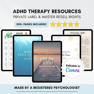 ADHS Therapie Arbeitsblätter: Canva Editable, PLR & Master Resell Nutzungsrechte (Digitaler Download)