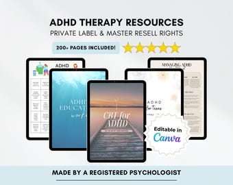 ADHS Therapie Arbeitsblätter: Canva Editable, PLR & Master Resell Nutzungsrechte (Digitaler Download)