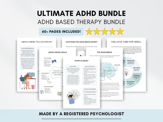 ADHD Worksheets Mega Bundle: CBT Therapist Resource for Teens & Adults (PDF Digital Download)