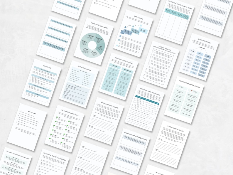Boundaries Worksheet Bundle for Healthy Boundary Setting