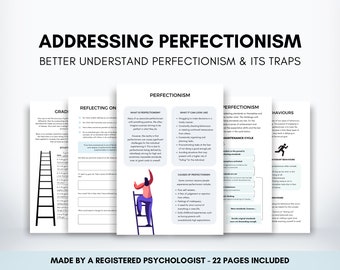 Addressing Perfectionism Worksheet Bundle for Identifying Unhelpful Thought Patterns and Building Coping Skills, Self Sabotage Resource